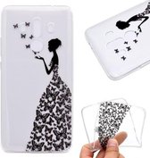 Huawei Mate 10 Pro - hoes, cover, case - TPU - Transparant - Vrouw met vlinder