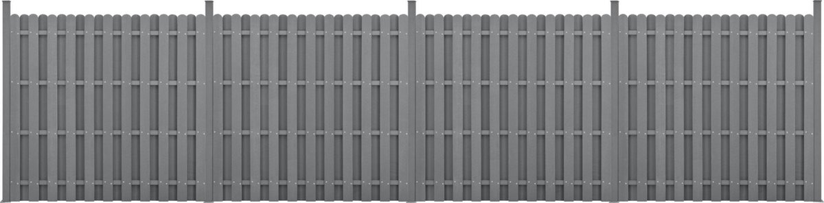 WPC Schuttingpaneel 11 planken met palen 185x747 cm grijs