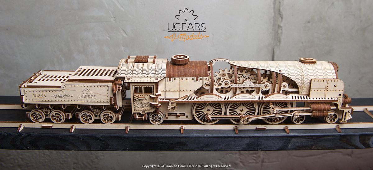 UGEARS Houten 3D Model - V-Express Stoomtrein — afbeelding 15