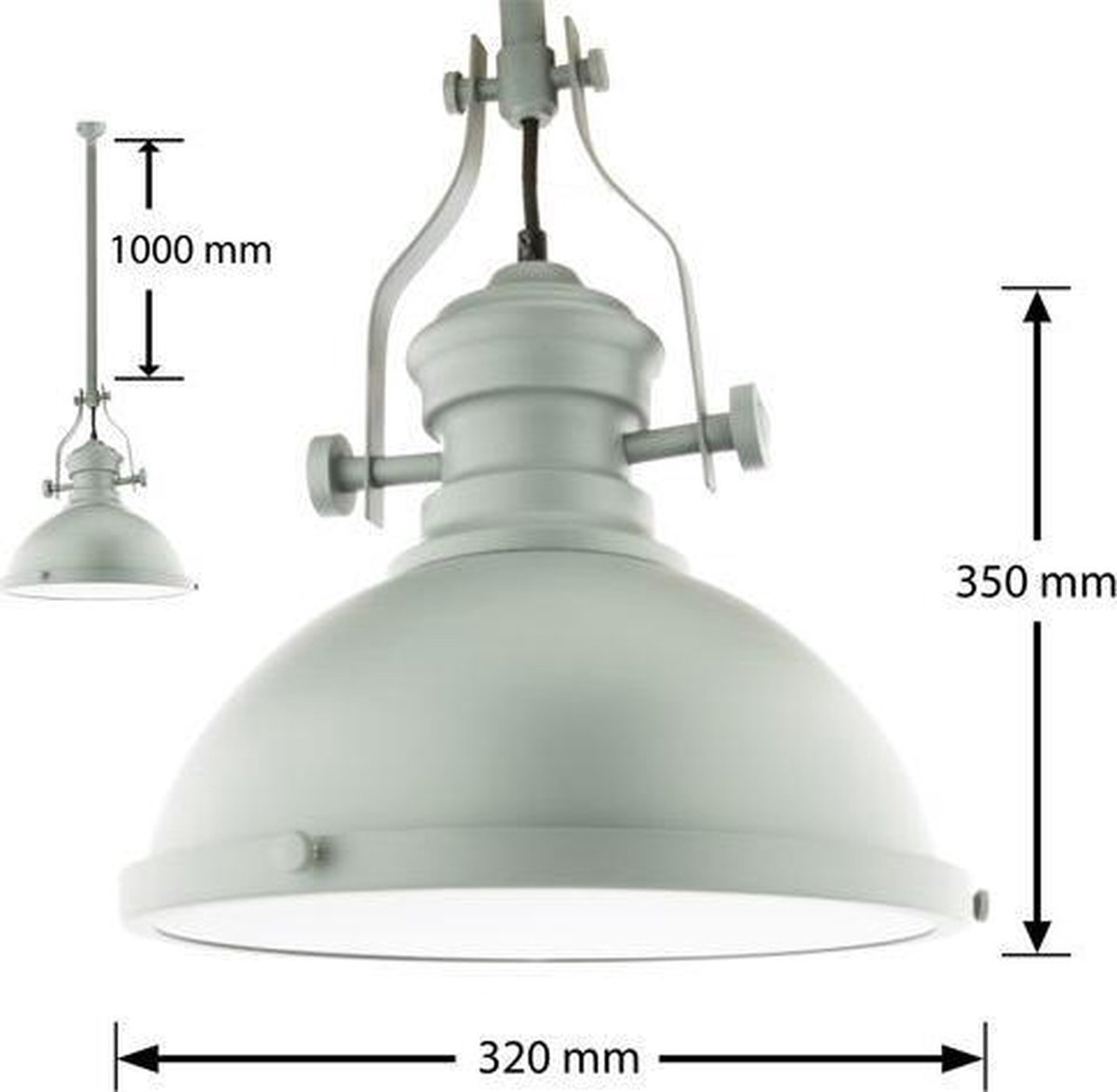 Vintage Brocante - Lampe à suspension - Avec diffuseur en Verres - Ø 32 cm  - Grijs | bol.com
