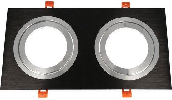 LED line Inbouwspot - Dubbel - Vierkant - Kantelbaar - 180x25 mm - AR111 Fitting - Mat Zwart