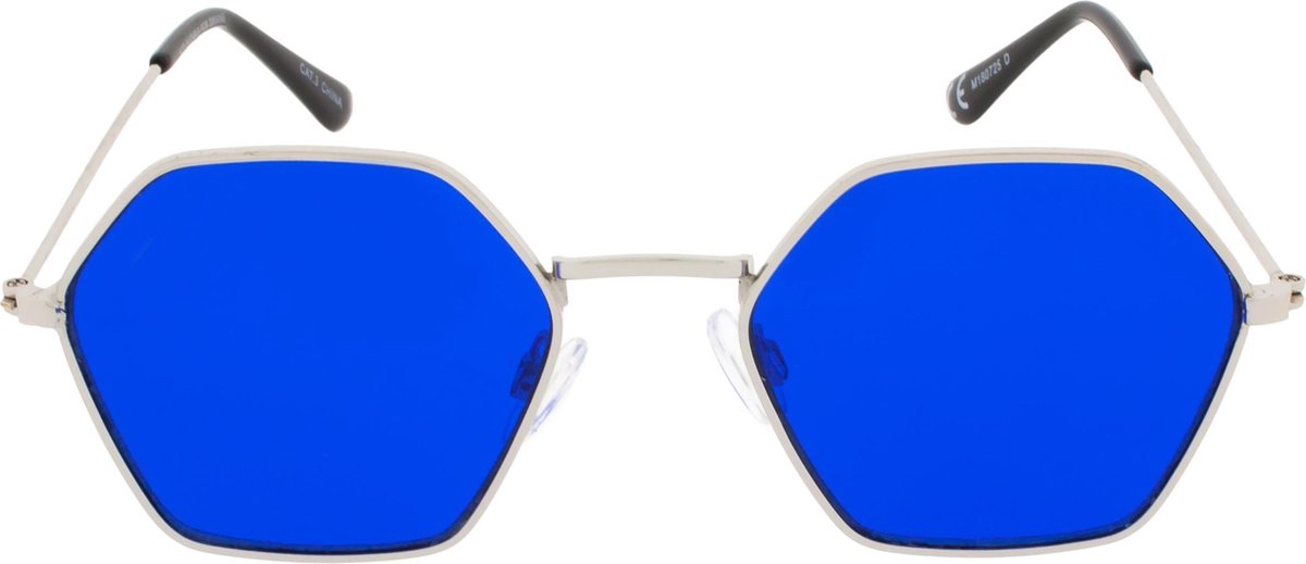 Icon Eyewear Zonnebril BEE - Zilverkleurig montuur - Blauwe glazen