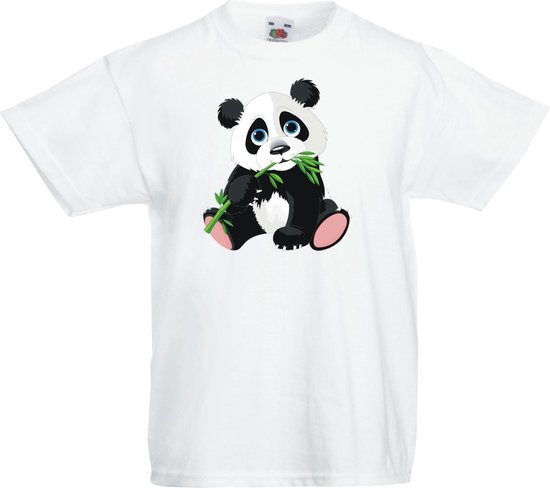 broeden Miljard Premier Mijncadeautje - Kinder T-shirt - Panda met bamboe - wit - maat 128 ( 7-8  jaar) | bol.com