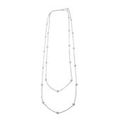 Classics&More ketting - zilver gerodineerd - zirkonia - jasseronschakel - ronde zetkast - 99 cm