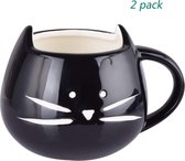 Rainbow Fox koffiekopje - kat, keramiek, zwart (2 stuks)