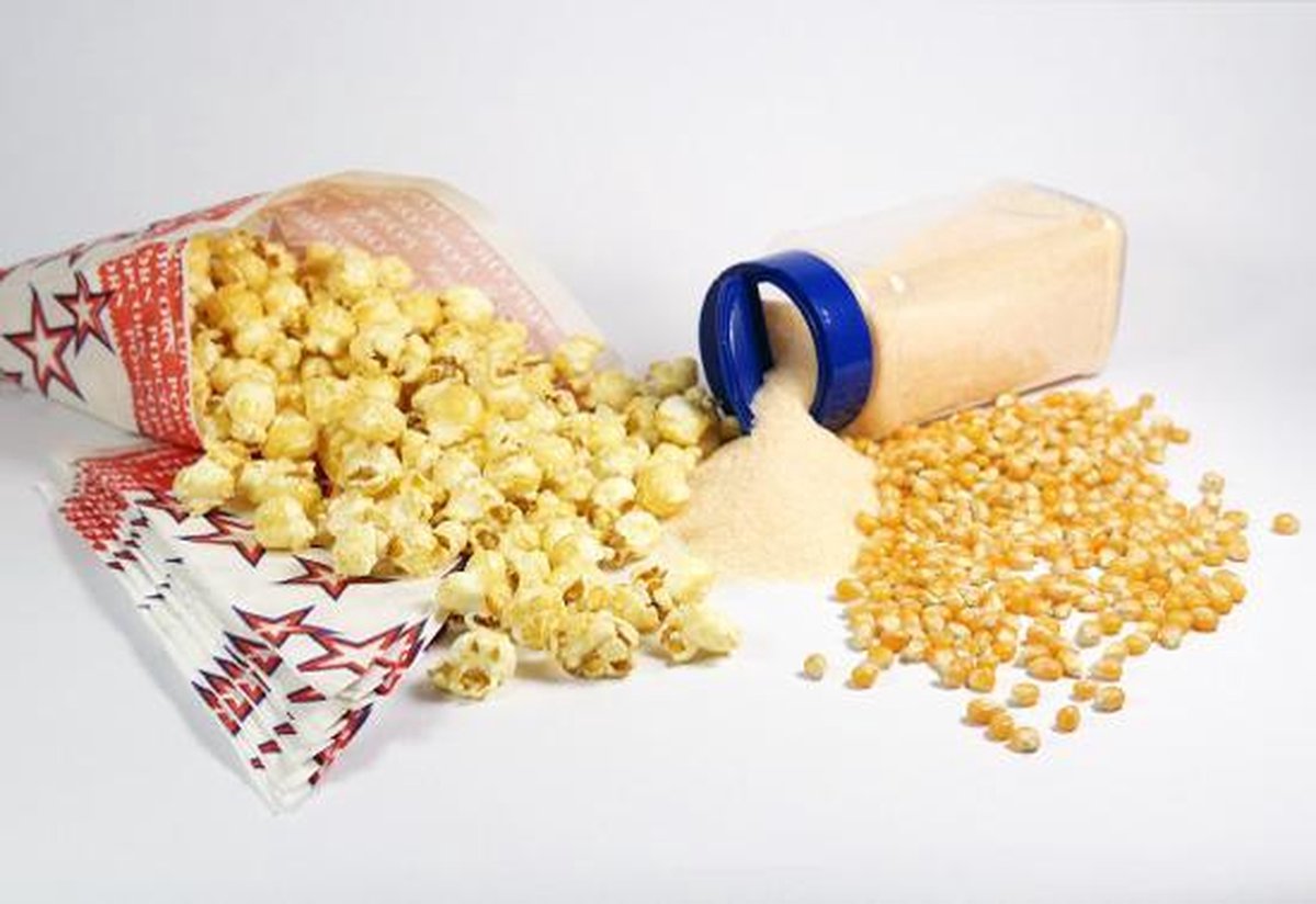 Popcornmais zoet startpakket 1 KG mais, popcorn suiker en puntzakjes |  bol.com