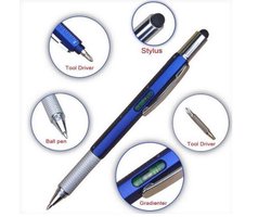 Multifunctionele Stylus Pen - 7 in 1 - Met Balpen - 2-pack - Blauw