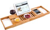 Vwist luxe bamboe badrek - Bamboe badplank - Boekenhouder - Uitschuifbaar badrek - geschikt voor ieder bad - Inclusief speciale houder telefoon - 70cm tot 105cm
