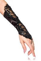 Zwarte Kante Barok Polslengte Handschoen - Rose