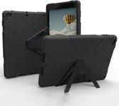 Let op type!! Voor iPad 9 7 (2018) & iPad 9.7 inch (2017) PC + siliconen Shockproof backcover beschermende Case met Holder(Black)