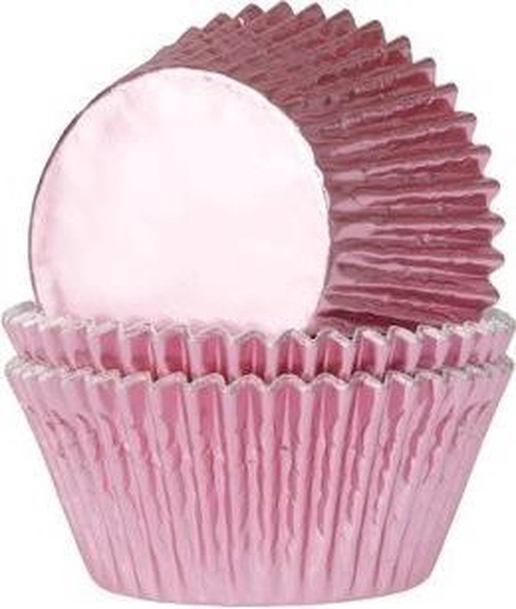 House of Marie Cupcake Vormpjes - Baking Cups - Folie Baby Roze - pk/24