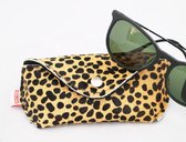 Leren brillenkoker "Aukje" cheetah beige - brillenetui - brillenhoesje