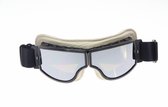 Zwart wit leren cruiser motorbril zilver reflectie glas