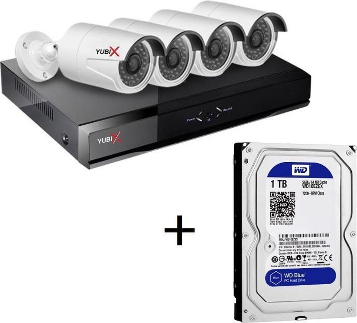 YubiX CCTV POE Beveiligingscamera set 4 camera's buiten binnen 1080P HD +  1000GB HDD | bol.com