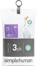 Afvalzakken Liner Pocket Code U, 55 liter, 3x20 stuks - Simplehuman