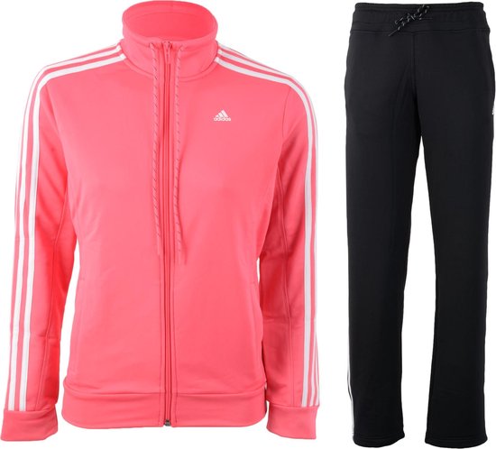 adidas Essentials 3Stripe Trainingspak - Maat S - Vrouwen - roze/zwart/wit  | bol.com