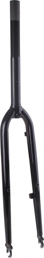 Fourche de vélo noire brillante avec un pivot noir mat.