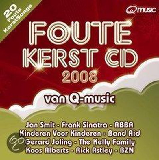 Voorzijde CD "Foute Kerst CD 2008", met kerstman en artiesten.