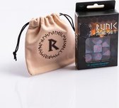 Polydice Set Runic Glacier Pink met Dice Bag Runic Biege & Black Dobbelstenenzakje Q-Workshop