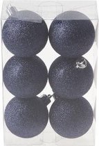 Boules de Noël Cosy&Trendy Ø 6 cm - Paillettes Blauw - Set-6