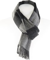 Geblokte sjaal - Wollen sjaal - Zwart met grijze sjaal