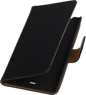 Microsoft Lumia 540 Croco Booktype Wallet Hoesje Zwart - Cover Case Hoes