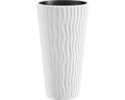 Bloempot Buiten Hoog Rond Sandy Slim 30cm WIT Prosperplast