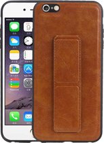 Grip Stand Hardcase Backcover - Telefoonhoesje - Achterkant Hoesje - Geschikt voor iPhone 6 Plus - Bruin