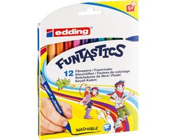 edding 15 FUNTASTICS - kleurstiften voor kinderen - set van 12 - felle kleuren - 1 mm dunne punt - voor kleurplezier op lichtgekleurd papier en karton - afwasbaar van huid en textiel - zomervakantie - kindercadeau
