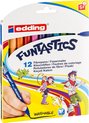 edding 15 FUNTASTICS-stylos de coloriage pour enfants-lot de 12-couleurs vives - 1 mm - pour s'amuser à colorier sur du papier et du carton de couleur claire-lavable sur la peau et les textiles