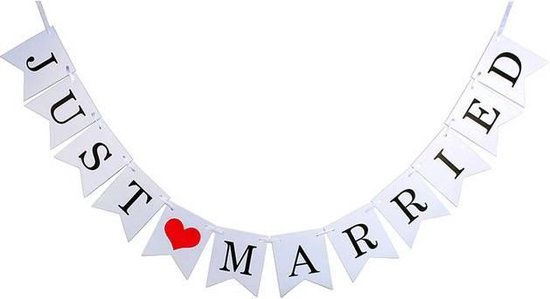 long Doe mijn best tijdelijk JUST MARRIED Slinger - Bruiloft Decoratie | bol.com