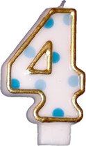 Haza Original Verjaardagskaars Cijfer 4 Goud/blauw 6 Cm