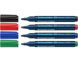 Schneider permanent marker - Maxx 130 - ronde punt - set 4 kleuren - S-113094