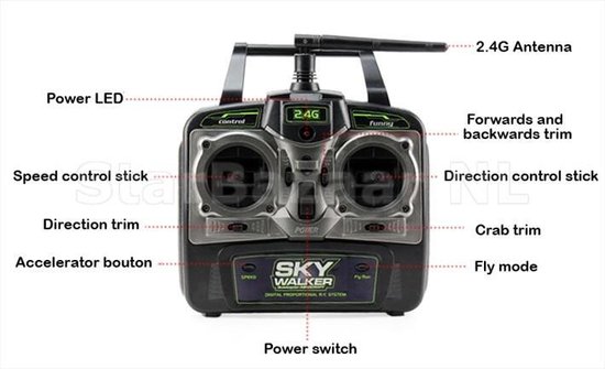 Skywalker 2.4Ghz 4CH RC Quadcopter 6 assen met Gyro - Matin