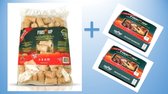 Zak met 80 wokkels Houtkrullen & 2 stuks BBQ Instant Grill Vuurschaal - BBQ Briketten