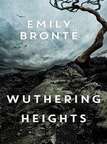 Boek 'Wuthering Heights' van Emily Brontë, met een donkere, dreigende omslag van een dorre boom en rotsachtig landschap onder een bewolkte hemel.
