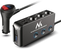 Autolader Triple Car Socket (2x USB ) MACLEAN 3 auto sigarettenaanstekerstekkers 2 poorten USB