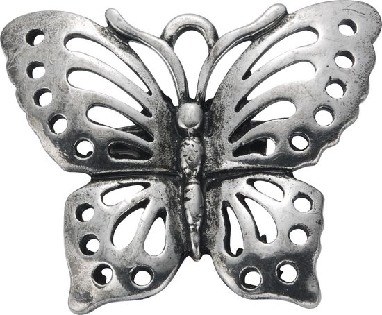 Zilverkleurige broche in vlindervorm, 4,5 cm diameter