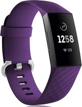 Fitbit Charge 3 bandje Diamant vorm Siliconen Smartwatch horloge band Paars (Small)