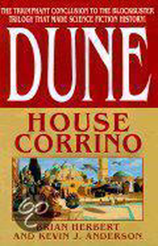Dune: House Corrino, het triomfantelijke slot van de trilogie. Illustreert een gebouw met koepels en minaretten.