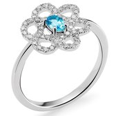 Orphelia RD-3212/56 - Ring - 18 Karaat Witgoud - Diamant 0.24 ct / Topaas 0.15 ct