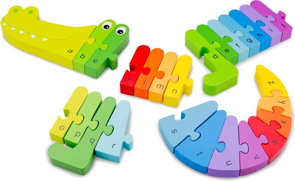 New Classic Toys Leer het Alfabet A t/m Z Vormenpuzzel Krokodil