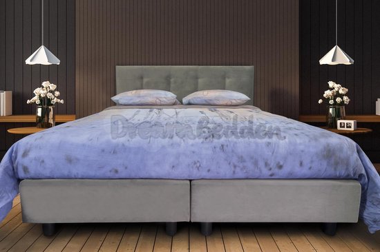 | Boxspring 160x200 Miami Grijs Velours Incl Pocketveren Boxspring Velours | Exclusieve Collectie van