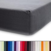 Lumaland - Jersey hoeslaken - elastische rand - 100% katoen - 160g/m² 100 x 200 cm - 120 x 200 cm - Grijs