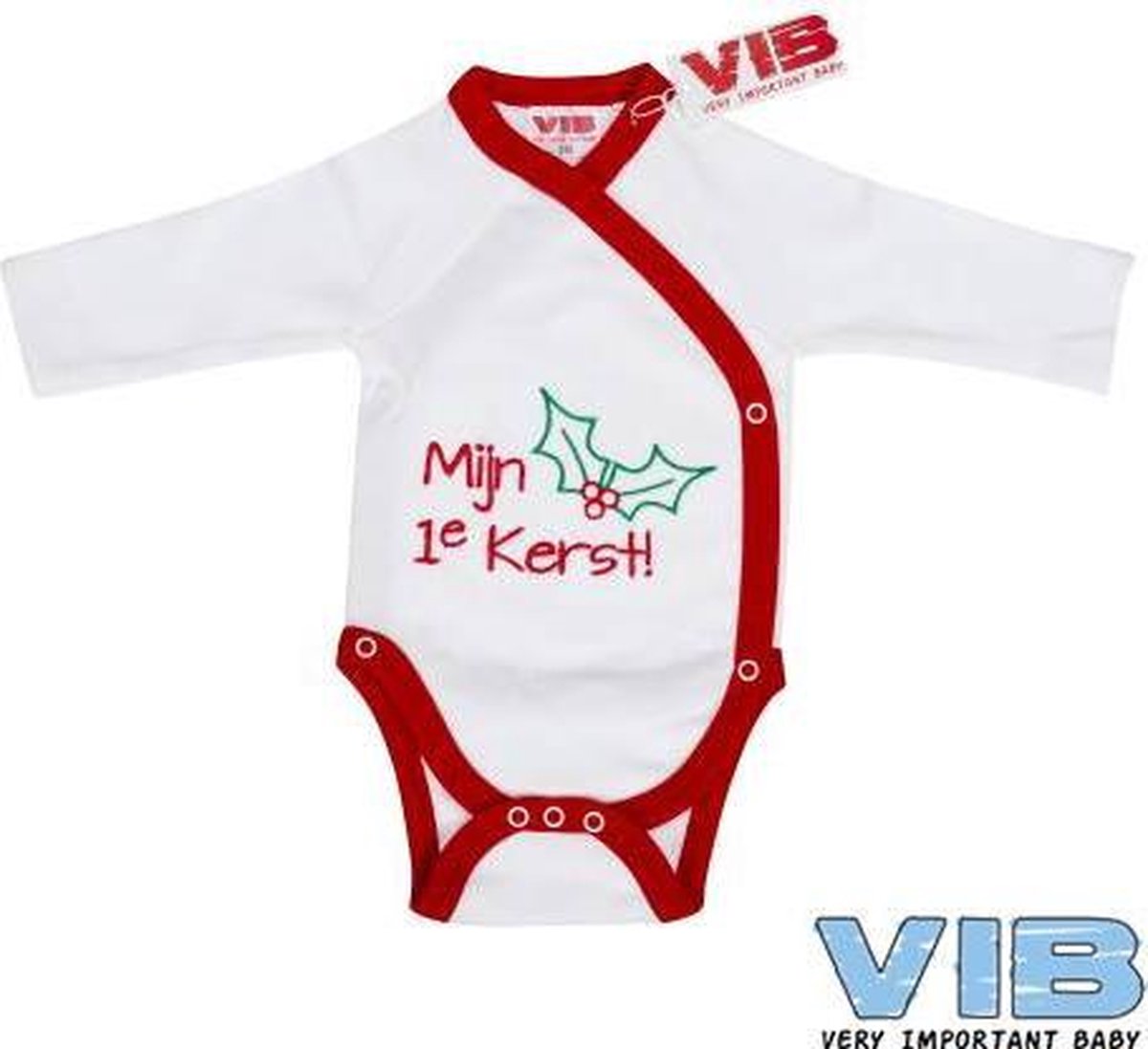 Overslag Romper 'Mijn 1e Kerst' Wit+Rood
