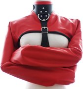 Banoch - Open Breast Straight Jacket Red  - pu Leer dwangbuis bondage - Rood