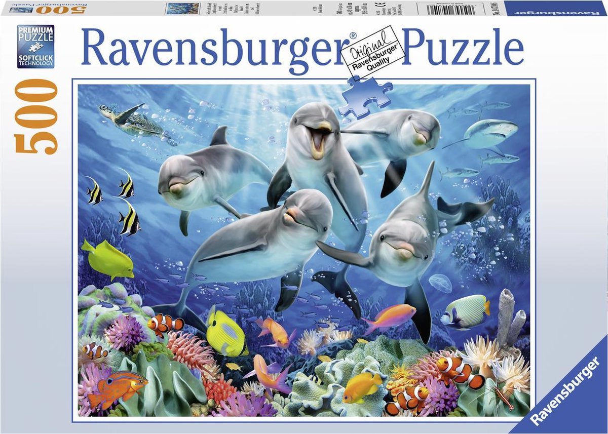 Ravensburger puzzel Dolfijnen in het koraalrif - Legpuzzel - 500 stukjes — afbeelding 2