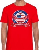 Rood USA drinking team t-shirt heren L