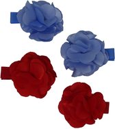 Jessidress Setje van haarbloemen Clips Meisjes Baretten - Blauw/Rood