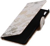 Lace Bookstyle Wallet Case Hoesjes voor Sony Xperia XA Wit